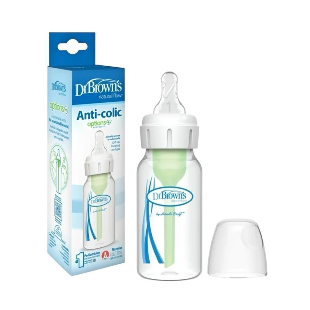 Dr. Brown's Natural Flow Anti-Colic Options+ Narrow Baby Bottle, 4oz NIP